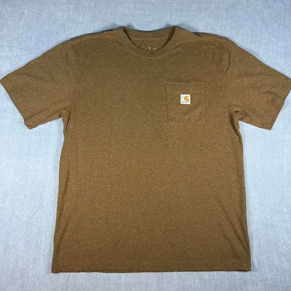 Carhartt K87 Mens Brown Heathered Pocket T-Shirt Workwear Short Sleeve Tee Large